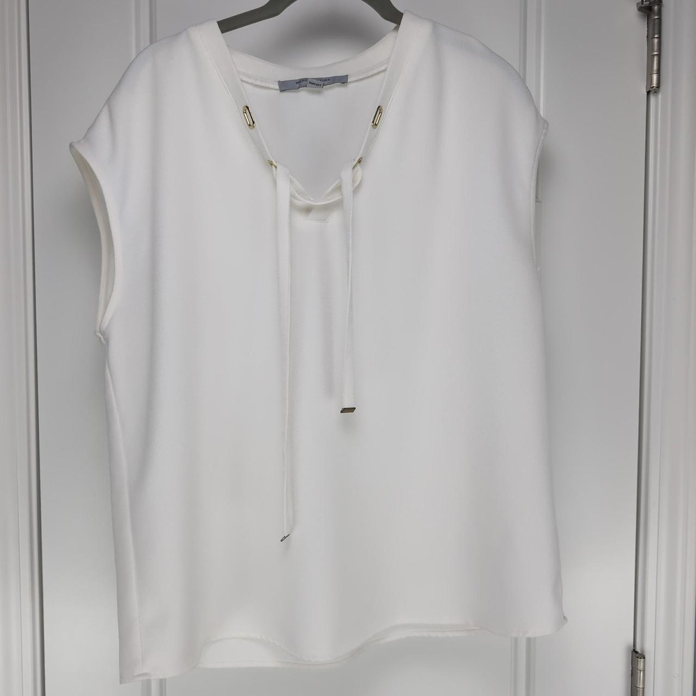 Marc New York White Relaxed Tie Front Blouse